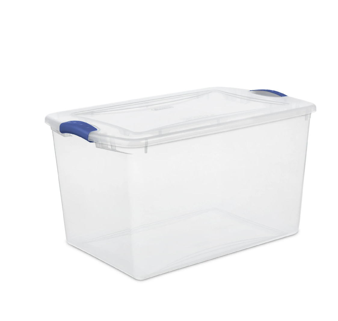 (Pack of 1) Stackable Plastic Tote Box Storage Containers Bin 66 Quart, Storage