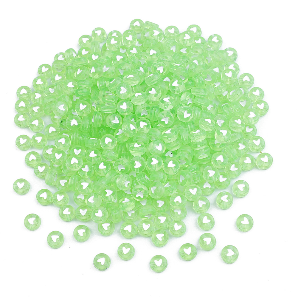 7MM Translucent Heart Acrylic Flat Round Beads