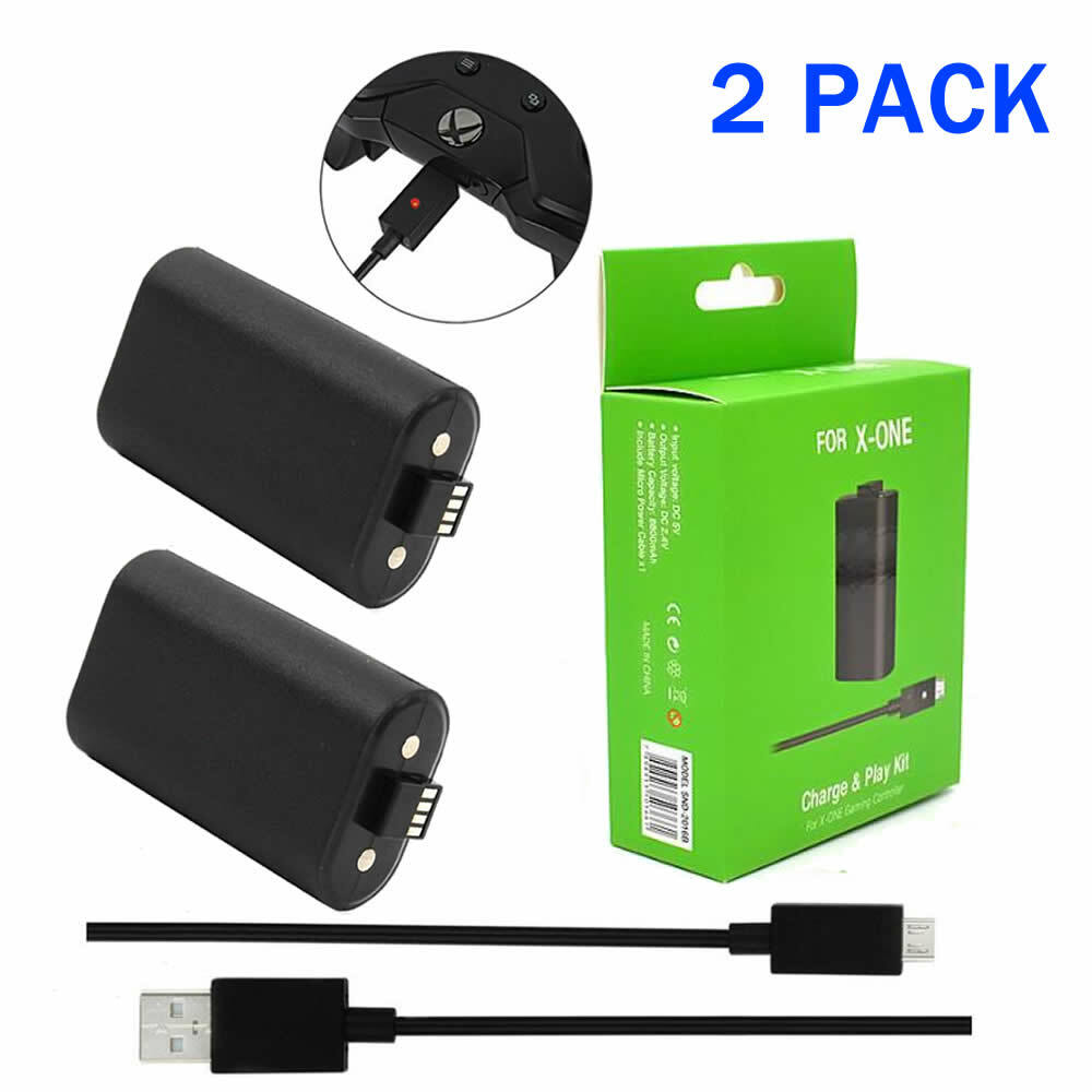 2 X Battery Pack for Microsoft XBOX ONE S SLIM Wireless Controller &Charge Cable