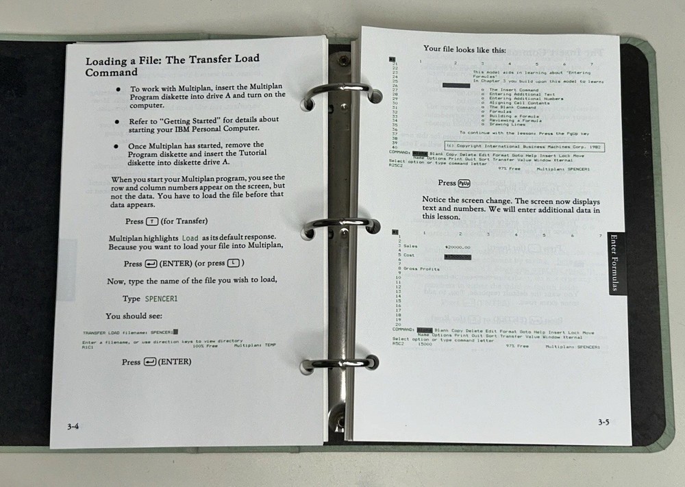IBM Multiplan Electronic Worksheet Computer Software by Microsoft MANUAL ONLY