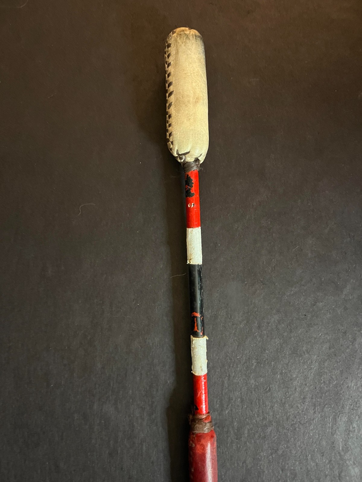 SIOUX WOODEN DRUM BEATER Vintage Hand Made Buckskin Wrap Native American Antique