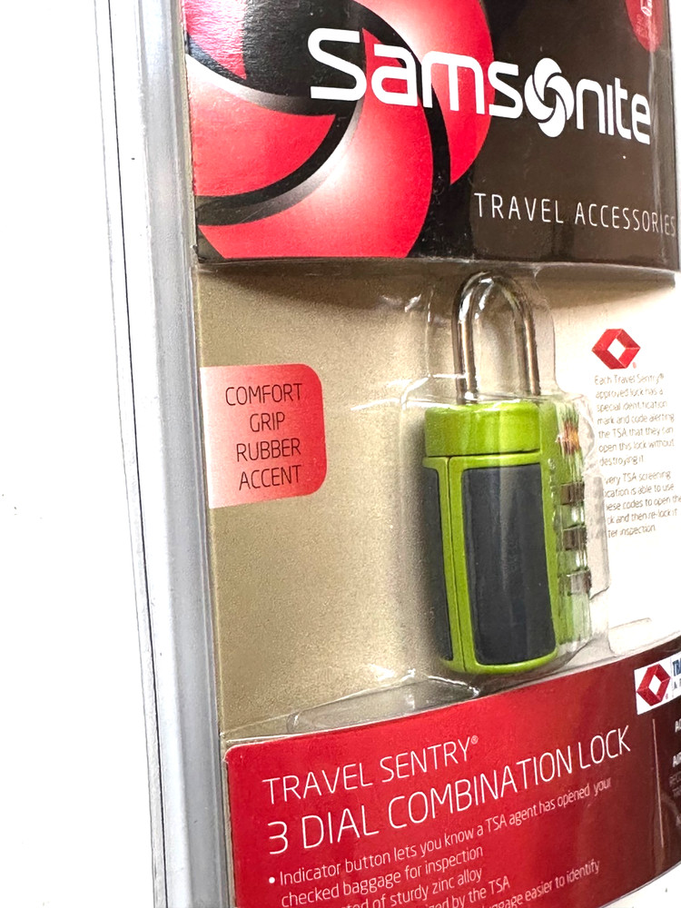 Samsonite 3 Dial Combination Lock - Neon Green - New in Packaging