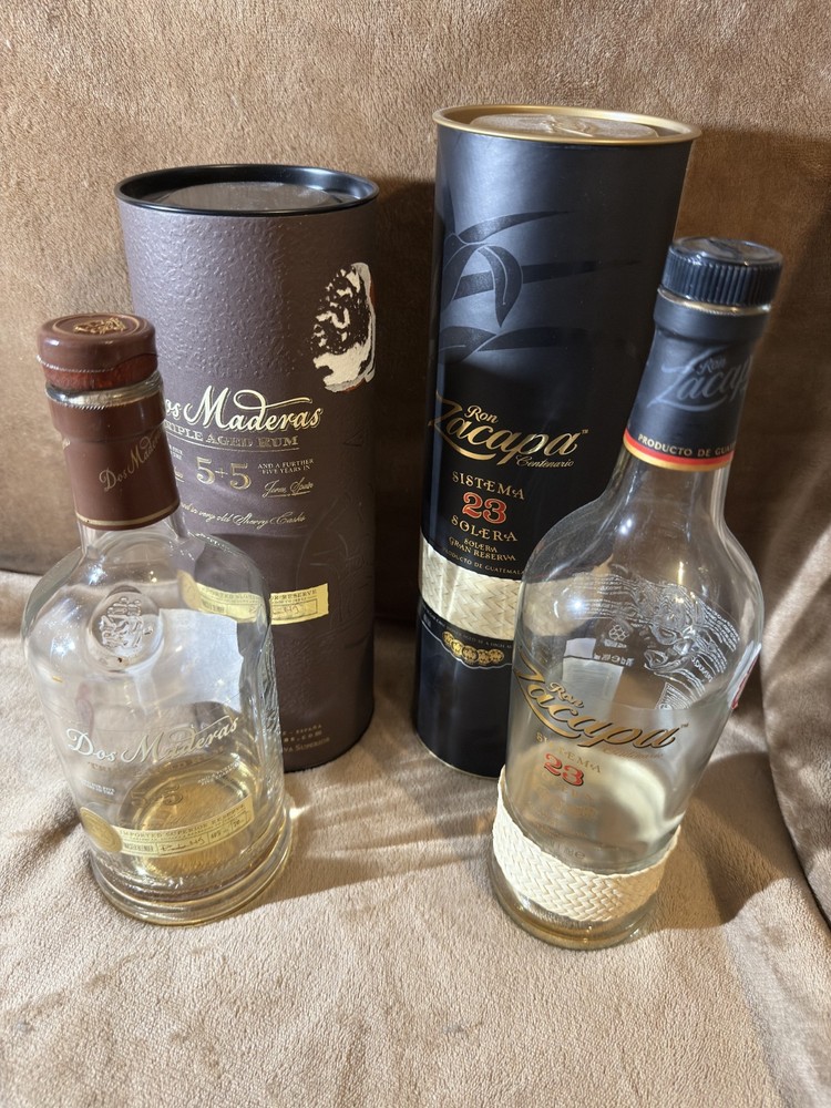 2 EMPTY RUM BOTTLES MIXTURE