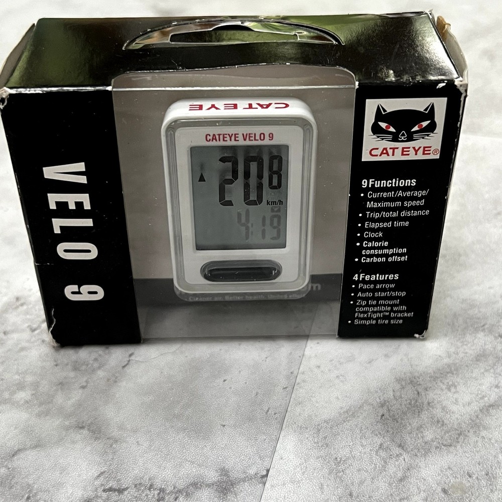 Cateye Velo 9 CC-VL820 White Digital Function Wired Cycle Computer NIB