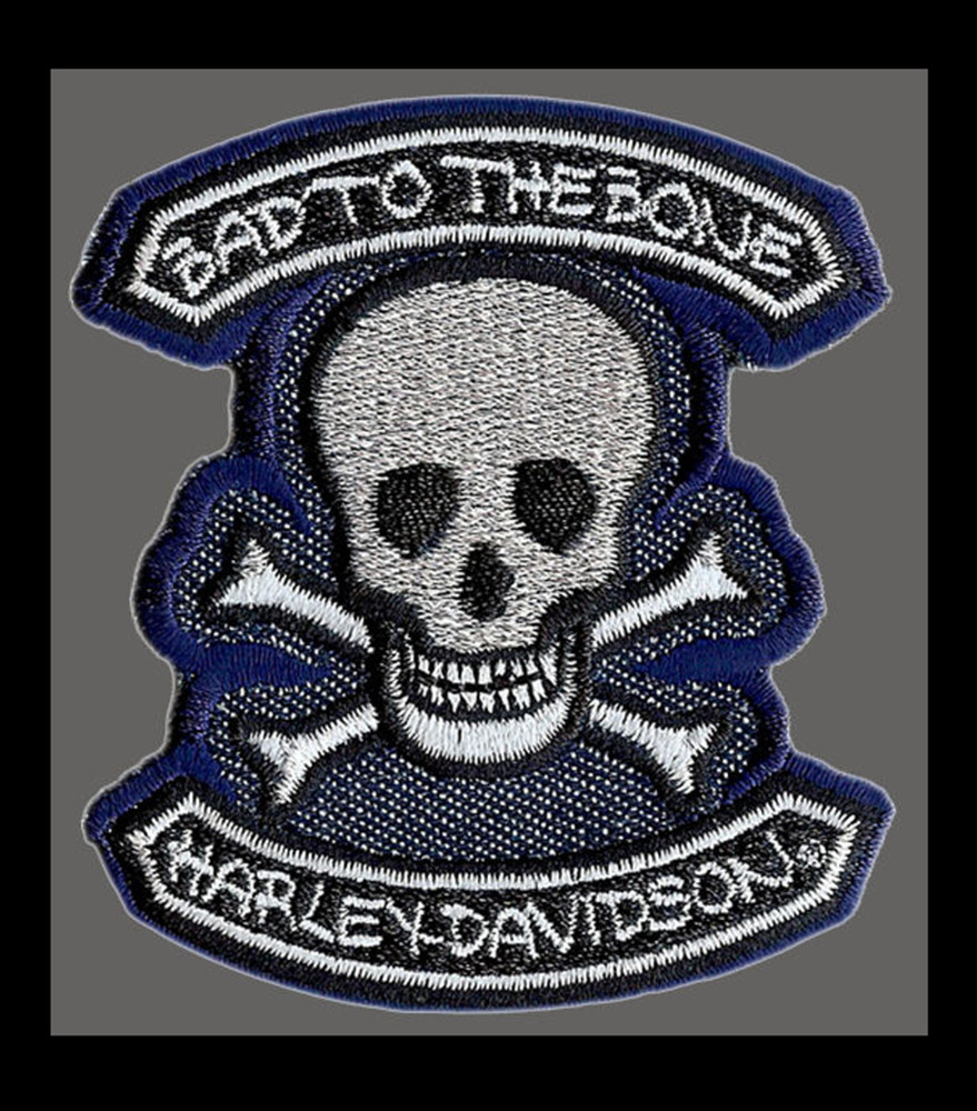 Harley Davidson "Bad To The Bone" Skull Patch / Emblem