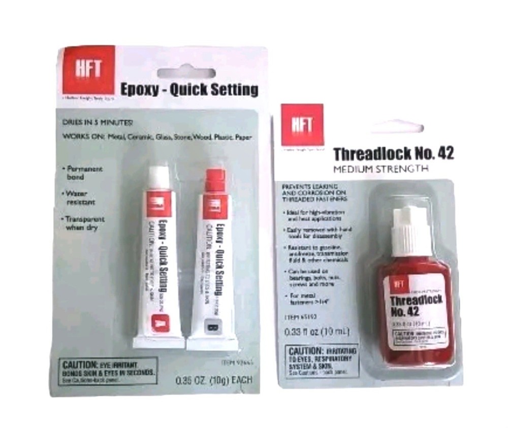 HFT Quick Setting Epoxy And HFT Threadlocker, No. 42, 10 mL Medium Strength