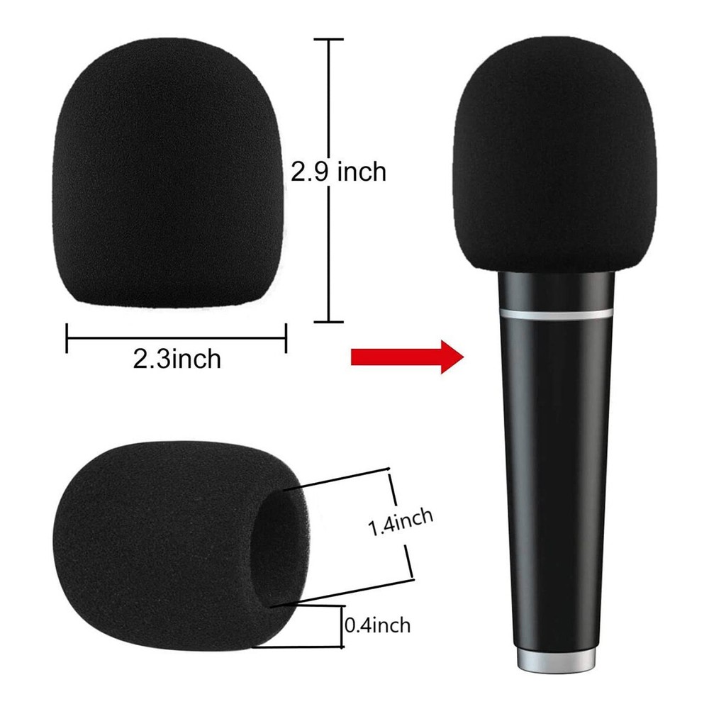 10pcs Black Microphone Windscreen Sponge Foam Mic Cover Pop Filter
