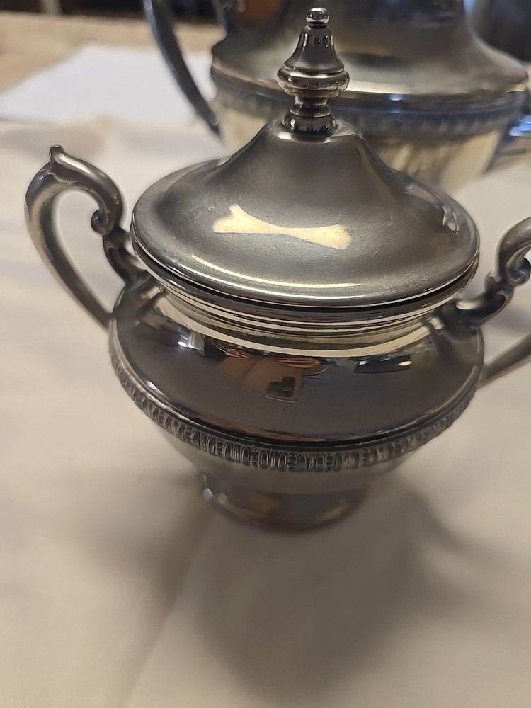 Silver On Copper Teapot And Sugar Set