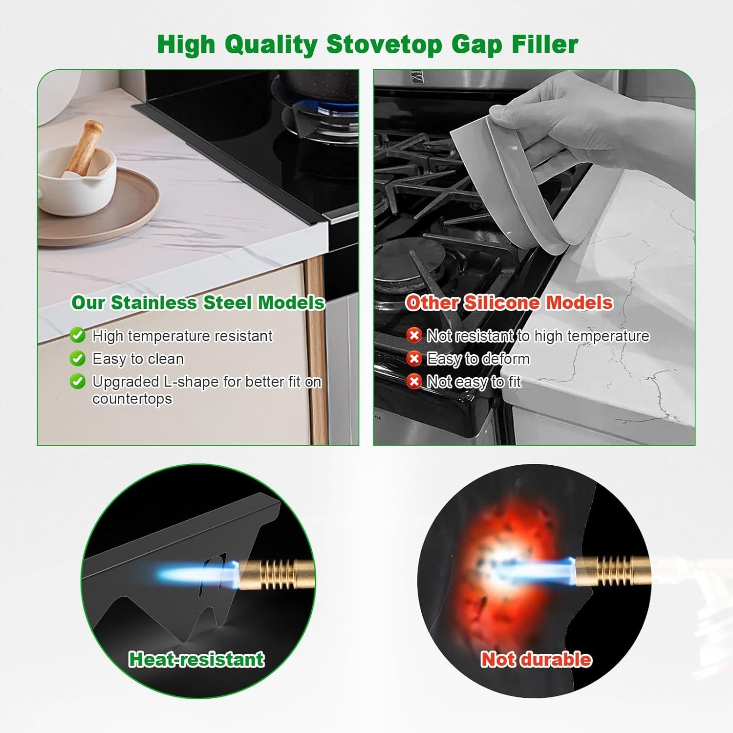 Stainless Steel Stove Gap Covers Adjustable Filler(2 Pack) Guard Range Trim Kit