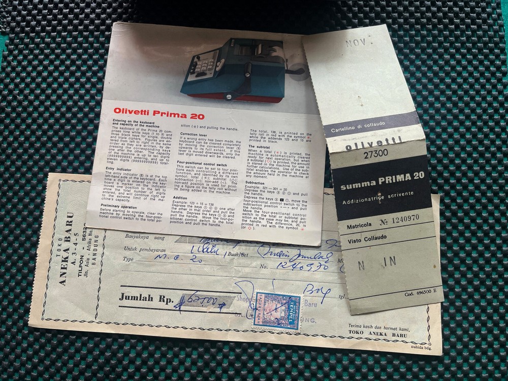 Vintage OLIVETTI ADDING MACHINE CASH REGISTER SUMMA PRIMA 20