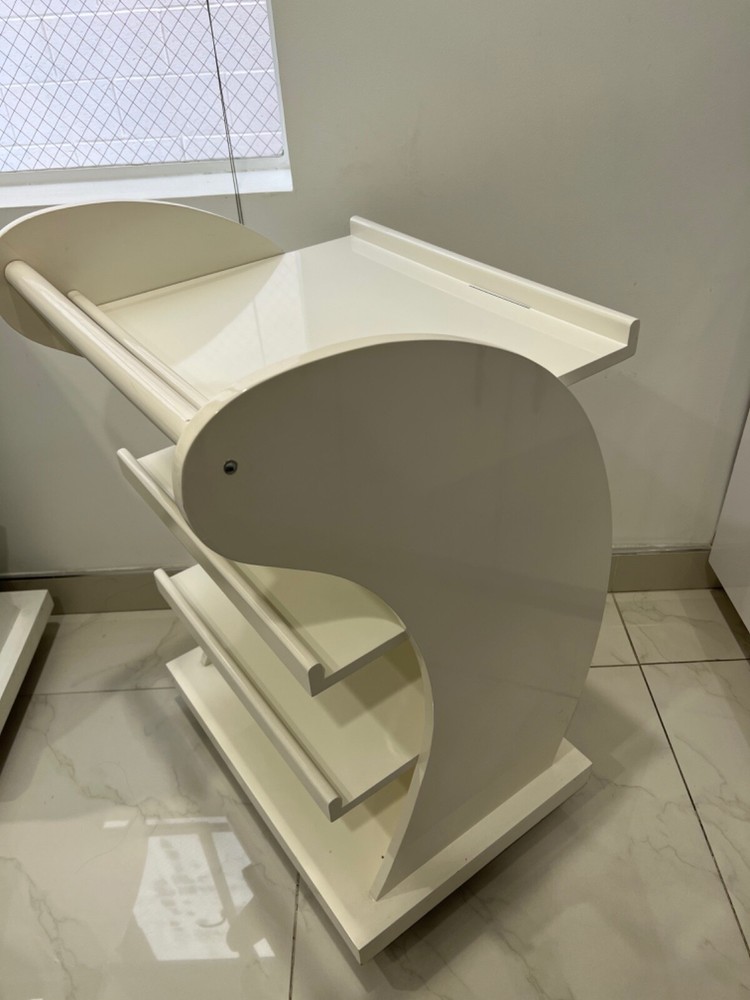 4 Tier White Rolling Shelving