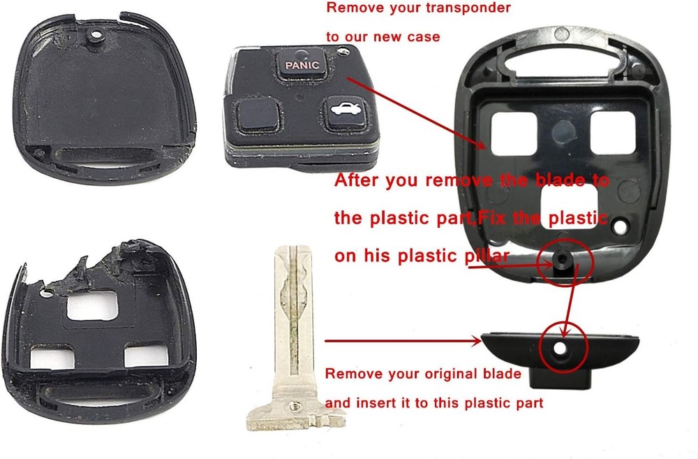 Keyless Entry Remote Control Key Replacement Fob Cover Shell Fits Black 2