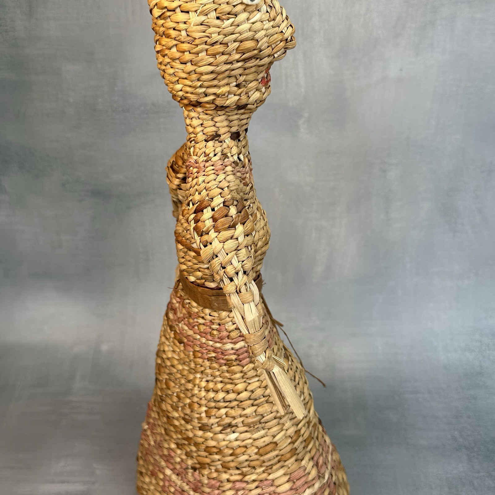 Vintage Native American Skokomish Basketry Basket Doll Woman Dress 13”