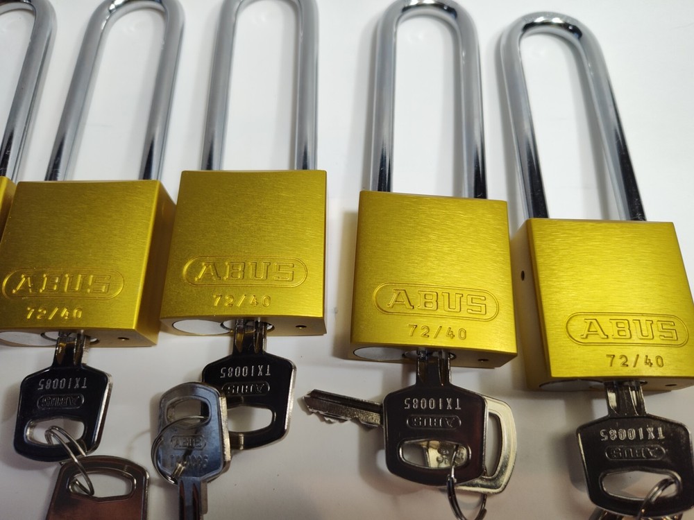 Abus 19371 Keyed Padlock, Open, Rectangular Aluminum Body, Chrome Plated