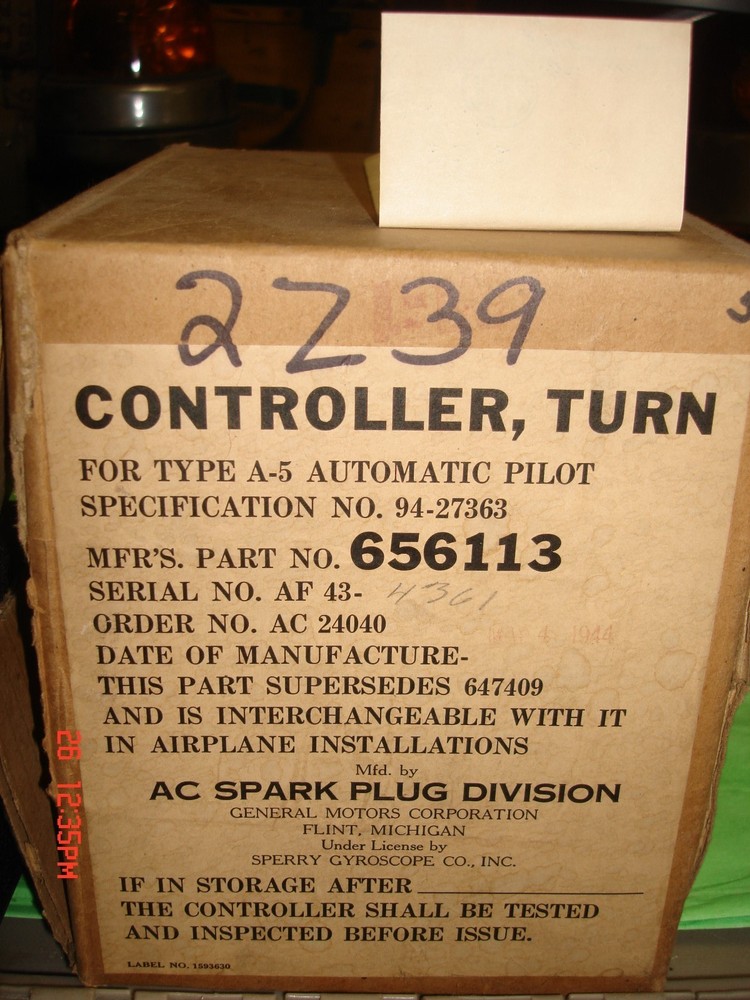 war bird turn controller for type a-5 automatic pilot ac p/n 656113