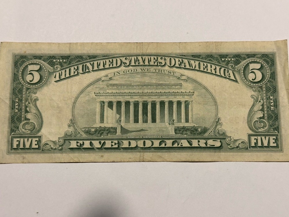 1963 $5 Dollar Red Seal Note AU CRISPY D109