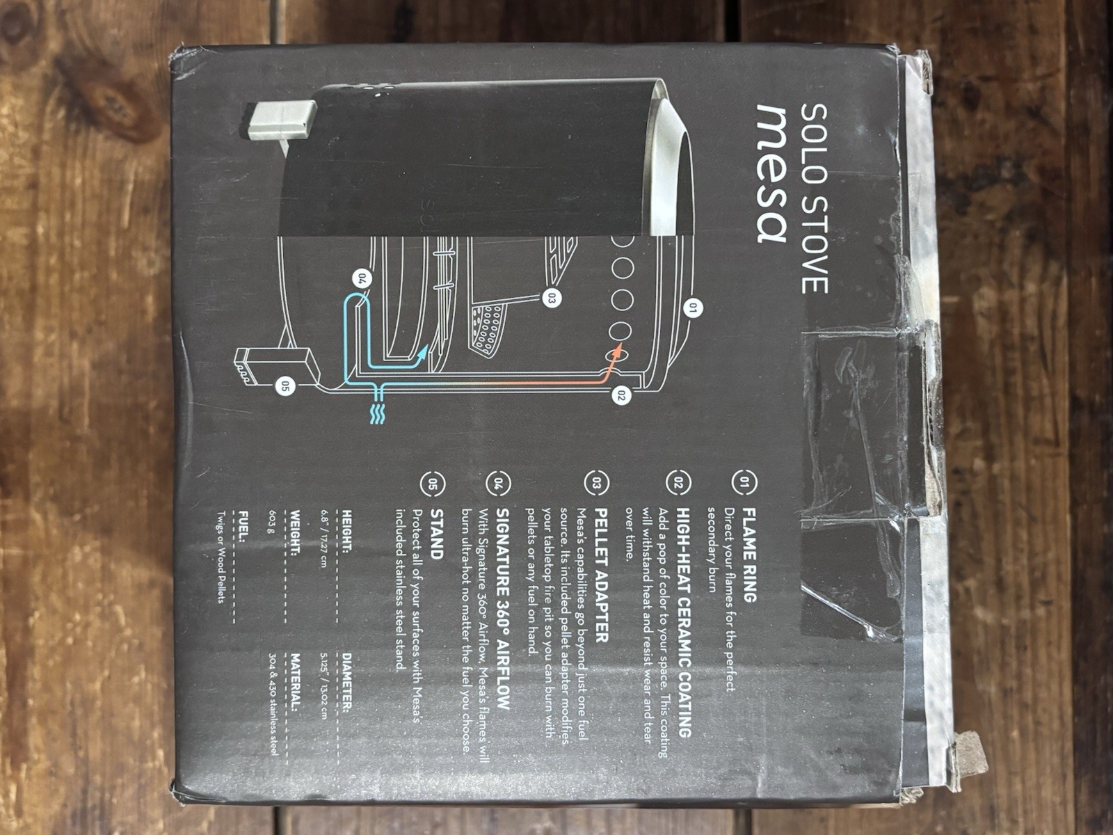 Solo Stove Mesa Outdoor Smokeless Tabletop Fire Pit Ash Color Open Box