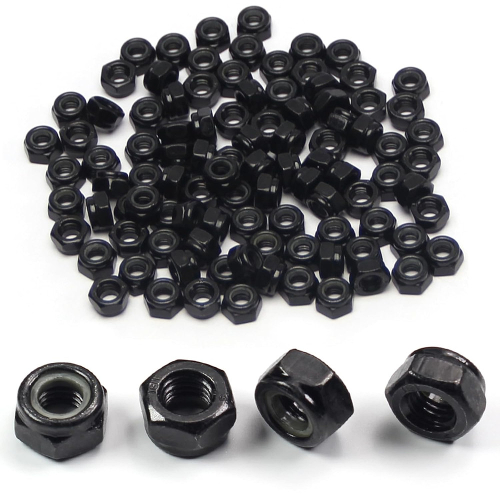 M6 Locknuts 100Pcs Metric Nylon Inserted Hex Lock Nuts Self-Lock Nylon Insert M6