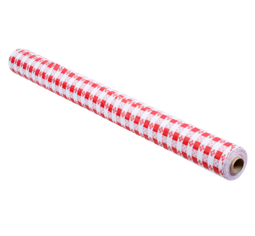 25 YARD Roll Red White Checkered Vinyl Table Cloth Cover Restaurant Commerical