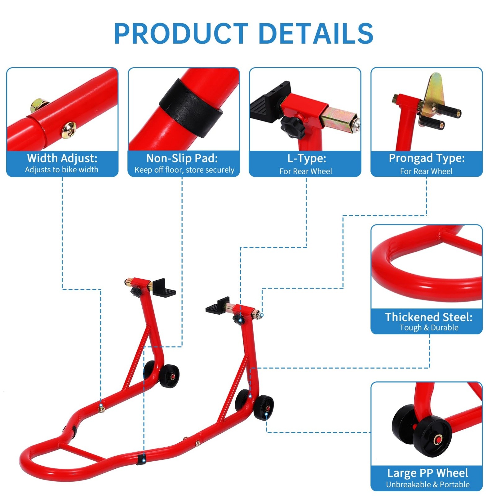 Motorcycle Stands Front and Rear 900 LB Heavy Duty Front & Rear Wheel Lift Combo