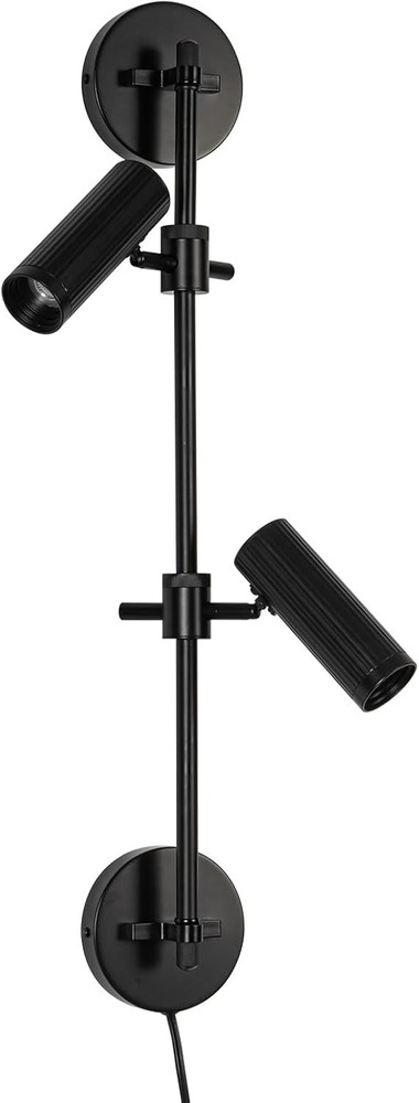 Plug in Wall Sconces Black 2 Lights Rotatable with Switch
