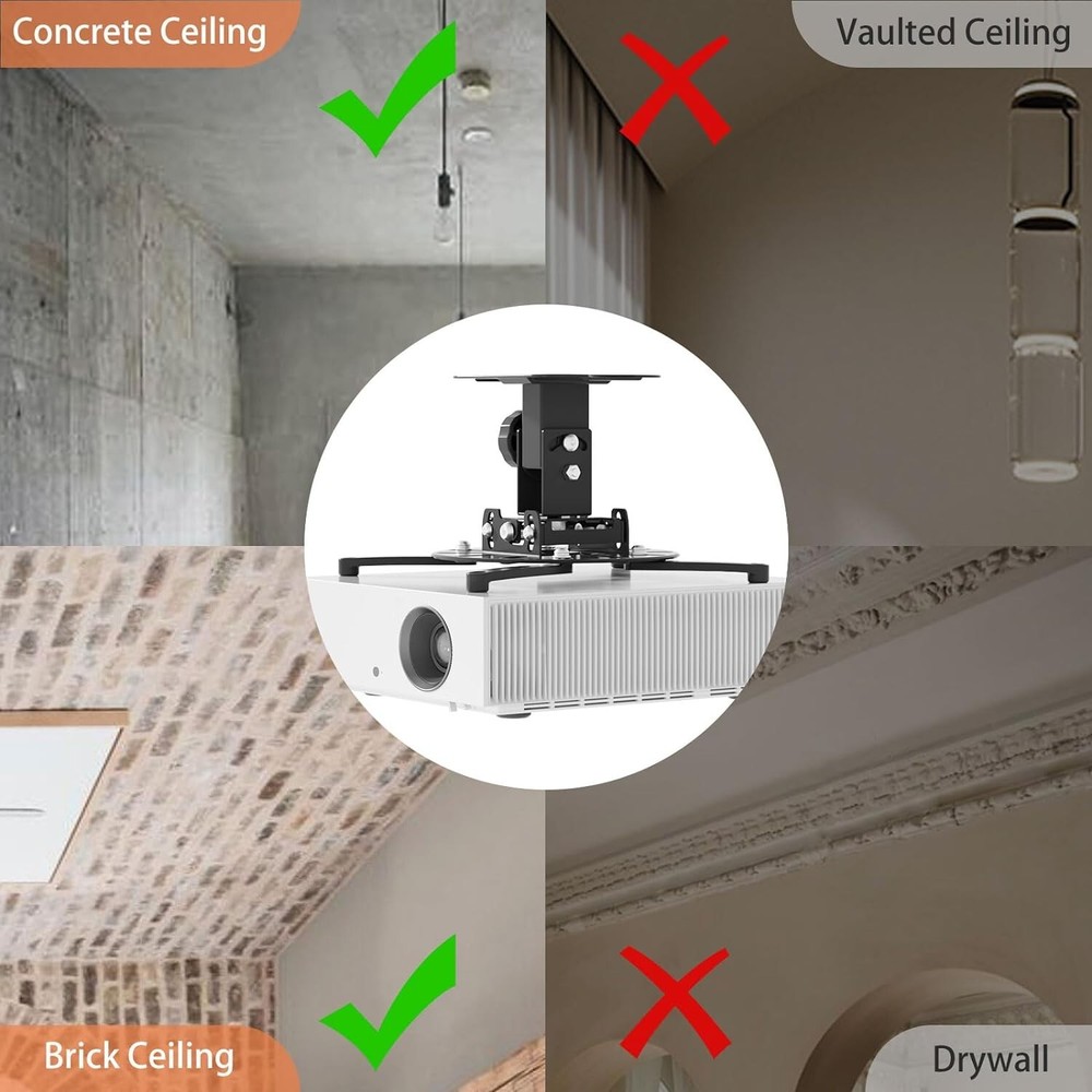 Universal Projector Ceiling Mount Wall Bracket Holder Fit Flat or Sloped Ceiling