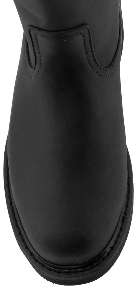 Mens Black Real Leather Work Boots Lightweight Pull On Round Soft Toe Botas