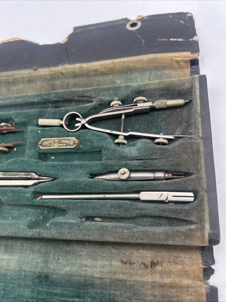 Vintage Eugene Dietzgen Co Drafting Tool Set Engineering + Case Elementary #1095