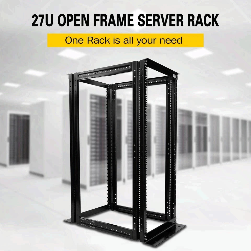 27U 4 Post Open Frame Server Network Data Rack Enclosure 19'' Adjustable Depth