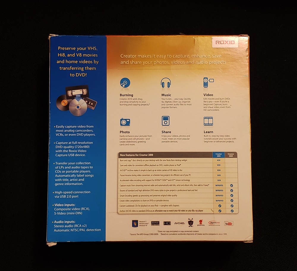 ROXIO CREATOR Special Edition - VHS To DVD Video Capture Editing USB PC Computer