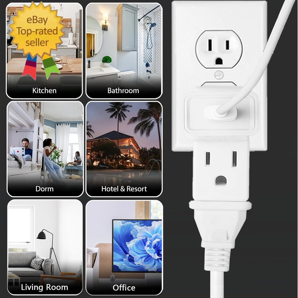 Multi Plug Outlet Extender,Ac Flat Plug Adapter Outlet,Mini Indoor Wall Tap Plug