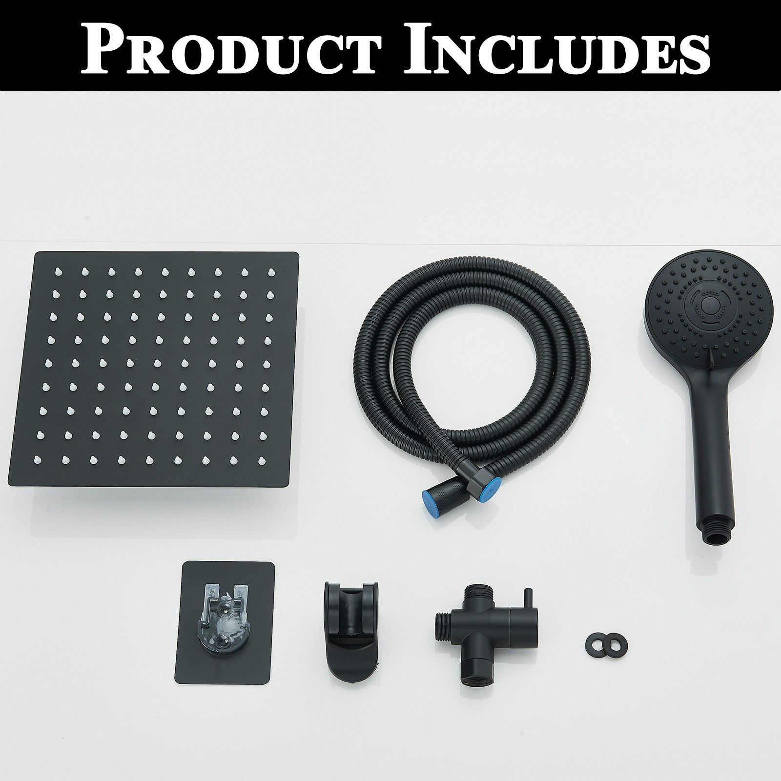Black Shower Head with handheld Spray High Pressure 8 inch Rain Showerhead Combo