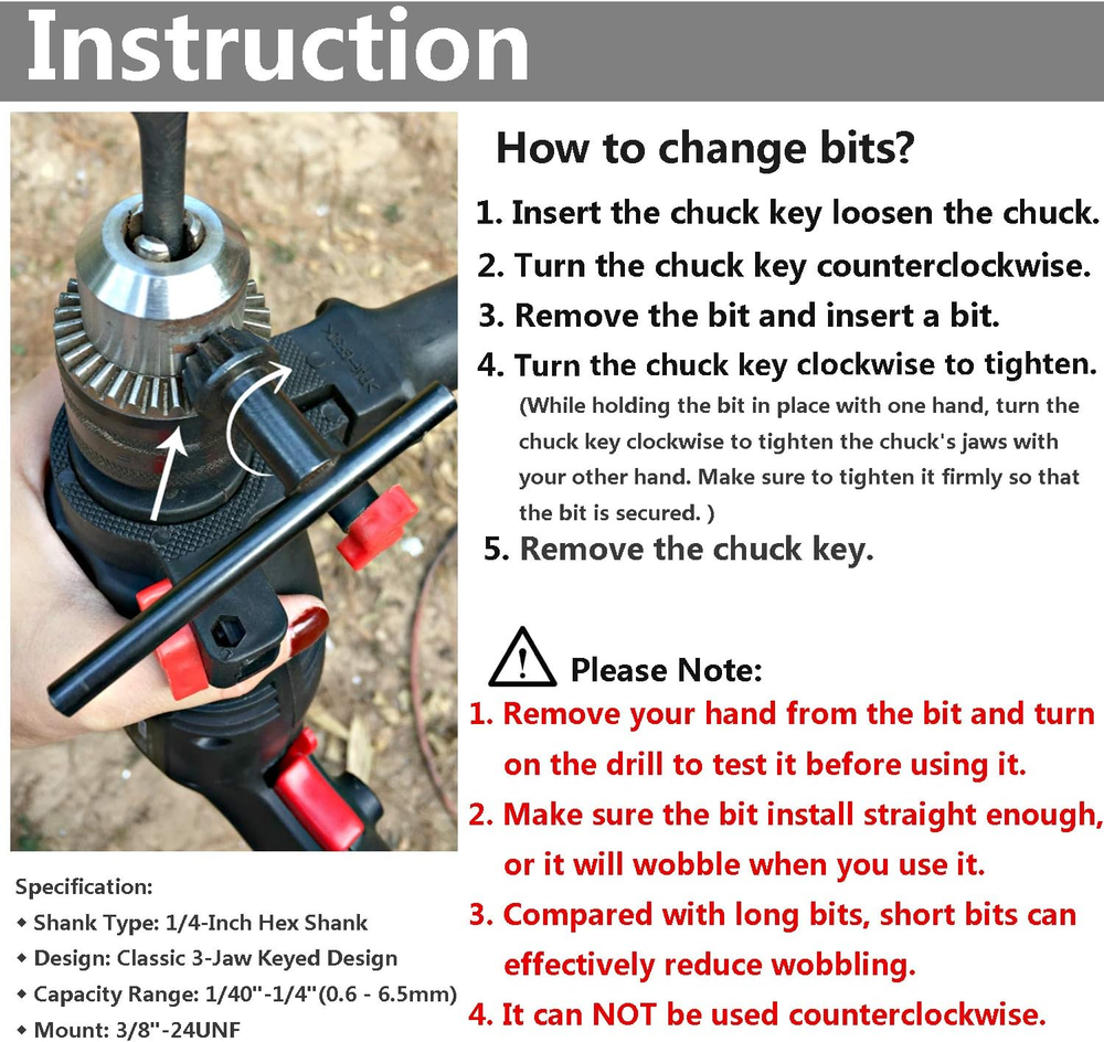 Drill Chuck Adapter Converter Quick Change Hex Shank Impact Driver Conversion