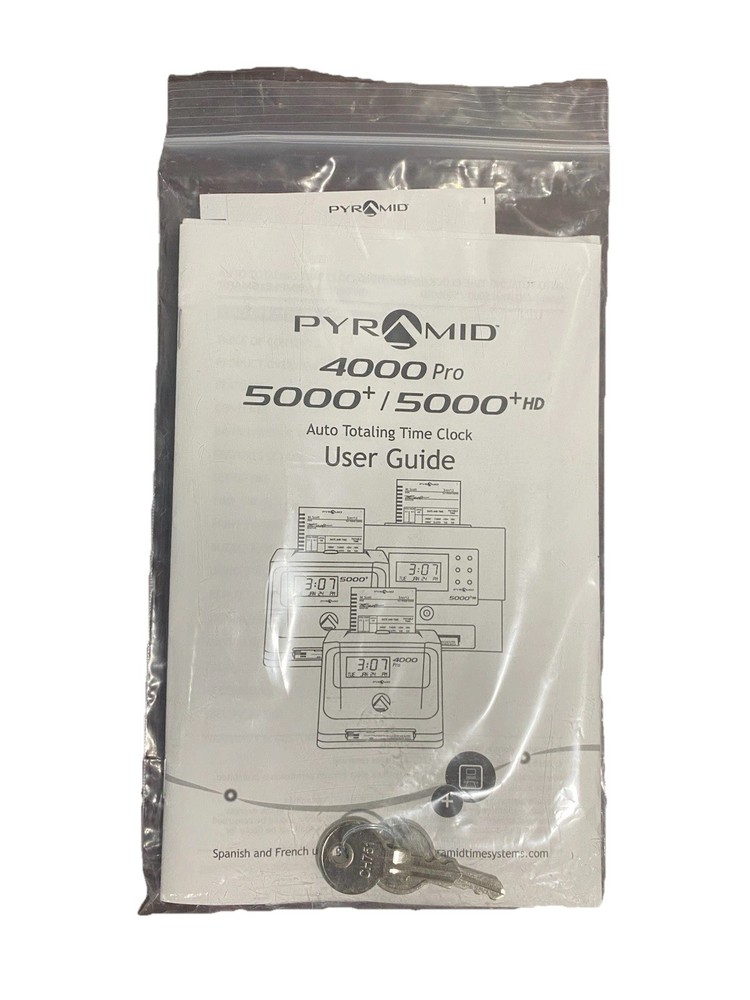 Pyramid Time Systems 4000 Time Clock, Auto Totaling, 50 Employees Complete Set