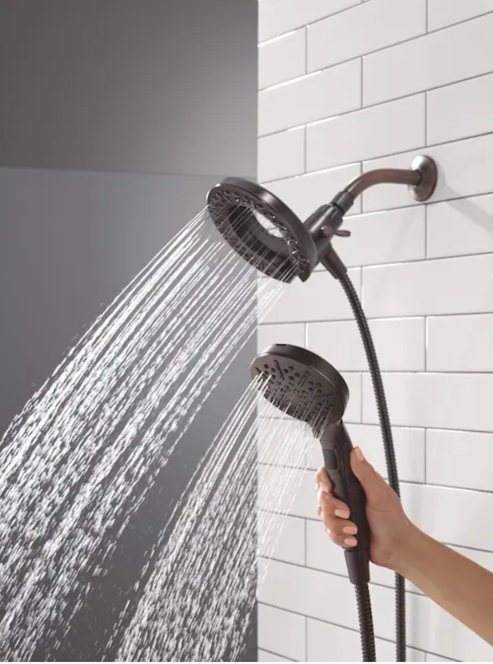Delta In2ition 2 in 1 shower head. 5 Spray Settings. Venetian Bronze