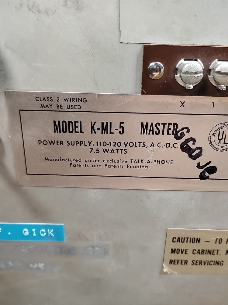 Talk-A-Phone K-ML-5 Master Intercom System -Untested