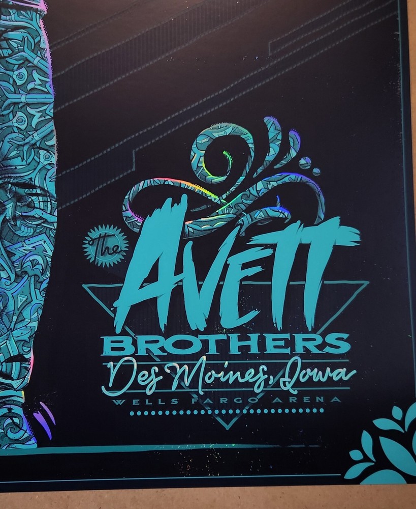 The Avett Brothers Des Moines Poster Rainbow Foil by Darin Shock 8.25.23 Concert