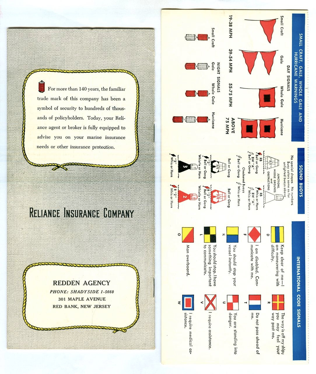 Vintage 1961 RELIANCE Insurance YACHTING Booklet! BUOY & Signal FLAG Cards!