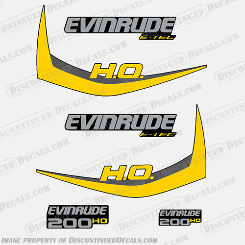Fits Evinrude 200hp High Output E-Tec Decal Kit (Yellow) - 2011-2014