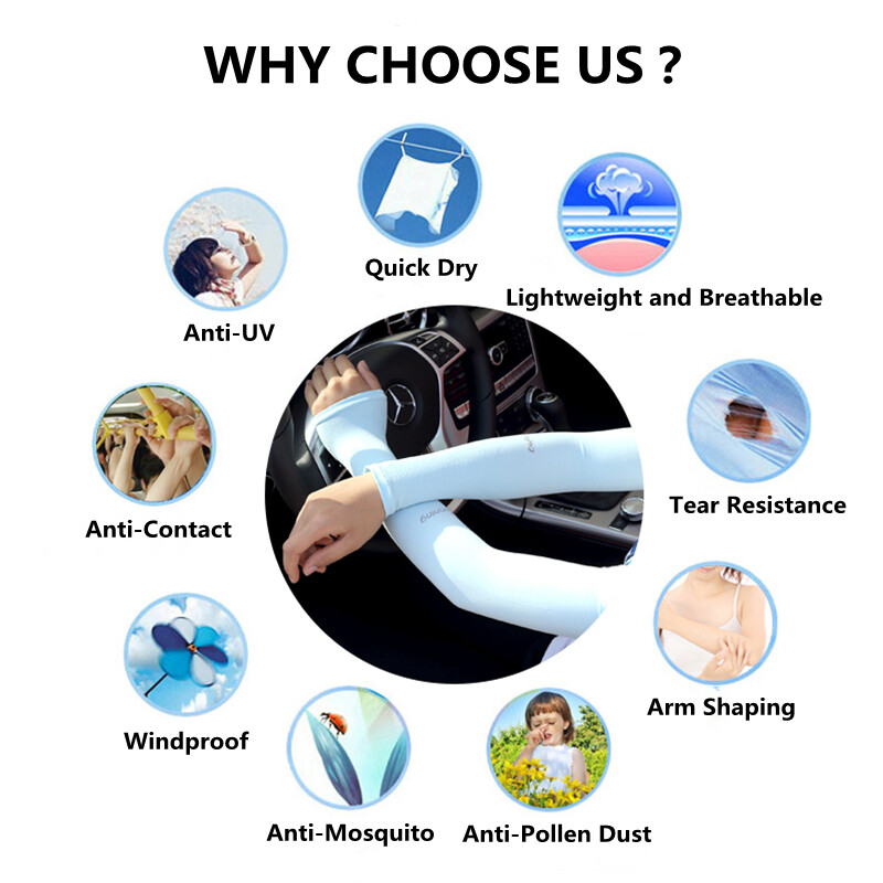 3 Pairs Cooling Arm Sleeves Cover UV Sun Protection Sports Outdoor For Men Women