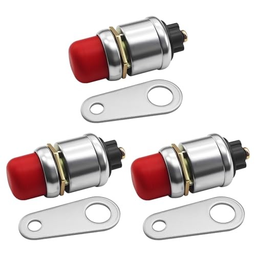 3PCS Push Button Starter Switch 12V 50A, Push Start Button, 12V 50A Heavy Red-3