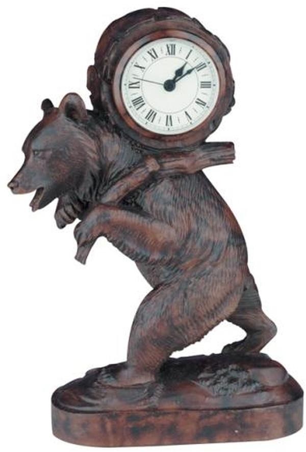 Rustic Oxblood Bear Clock with Backpack-Lodge Decor
