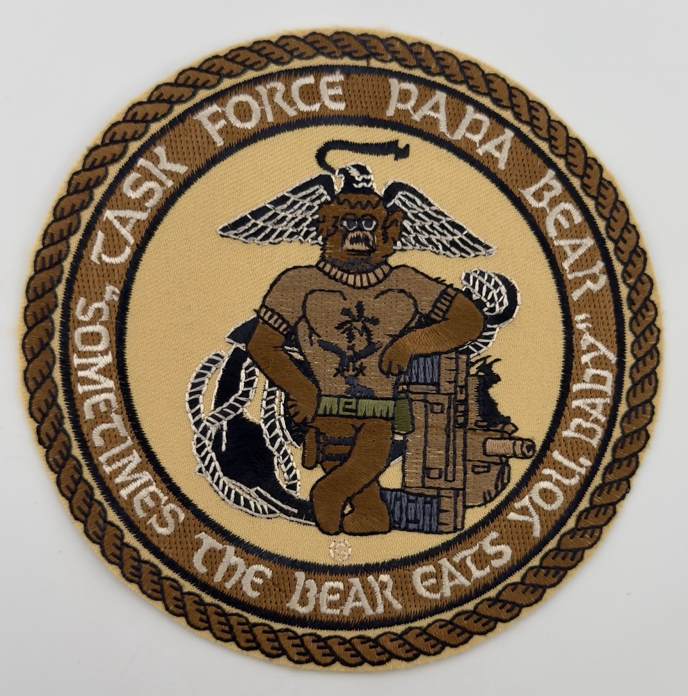 Task Force Papa Bear Desert Storm USMC Morale Patch “Bear Eats You”