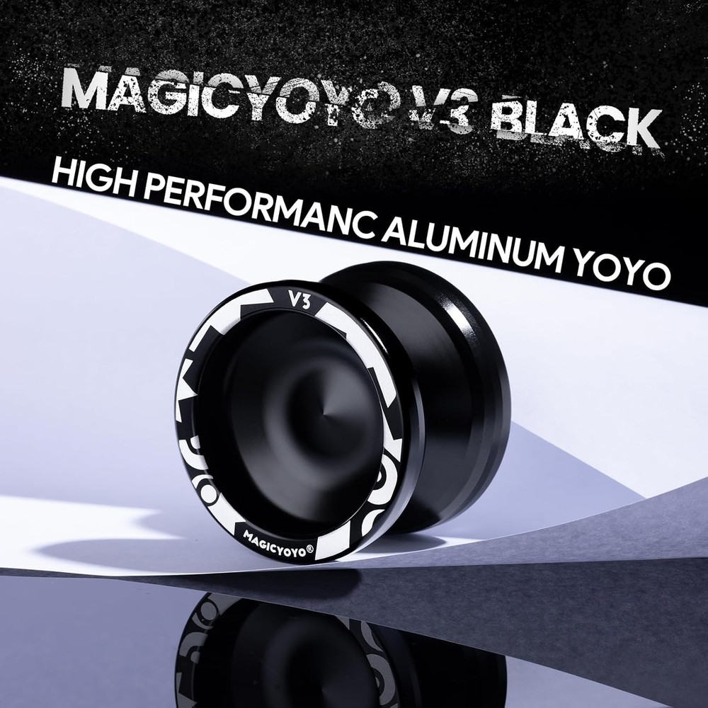 V3 Yoyo for Beginners & Pros - Includes 12 Strings, Bearing Tool, Black Gift Set