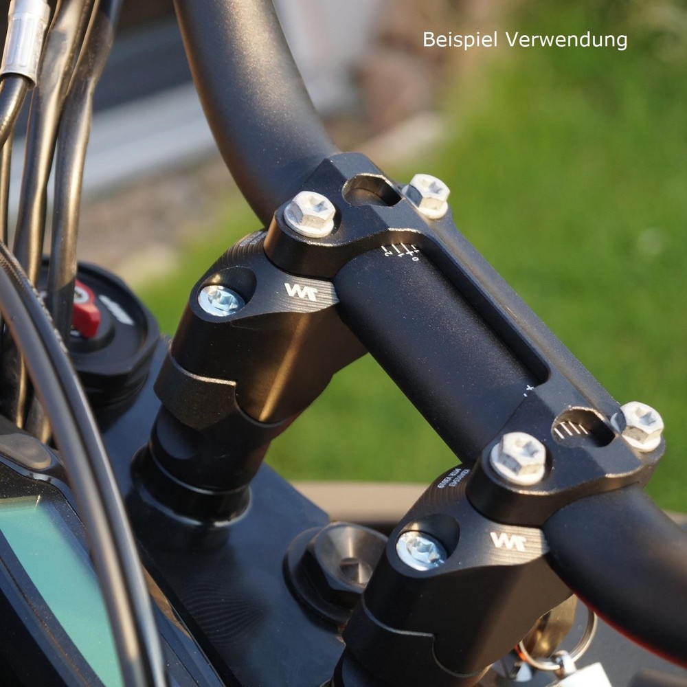 Handlebar riser 30 mm with offset 19 mm black for KTM models with ABE