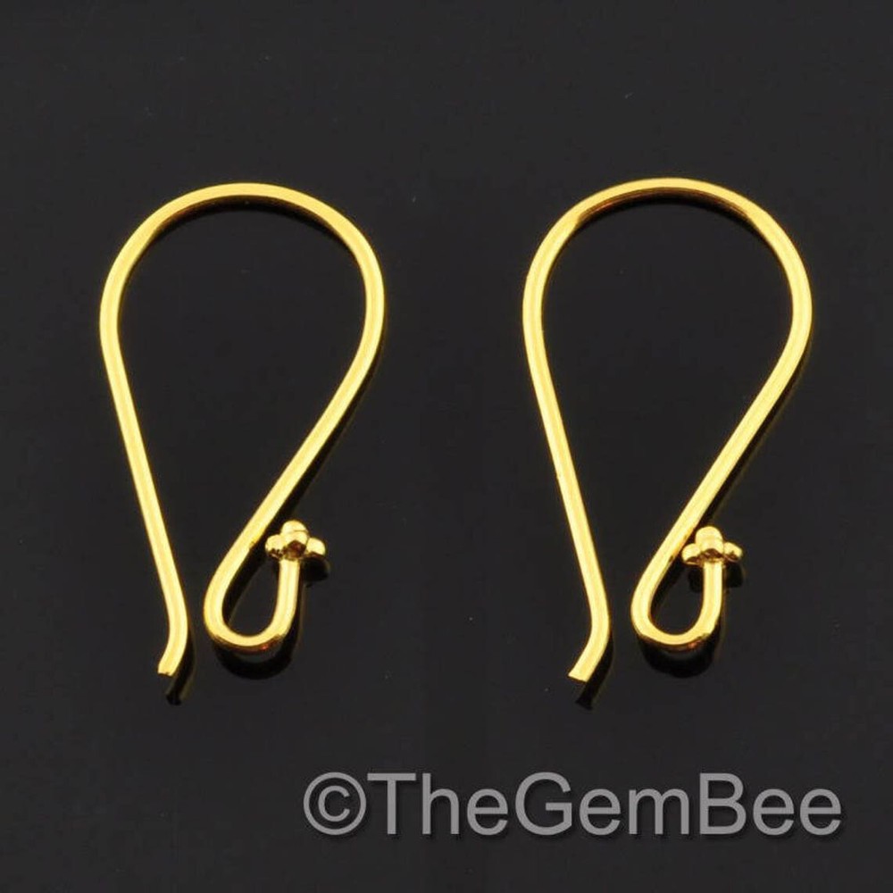 18k Solid Yellow Gold Earwires With Daisy Ends 1 pair