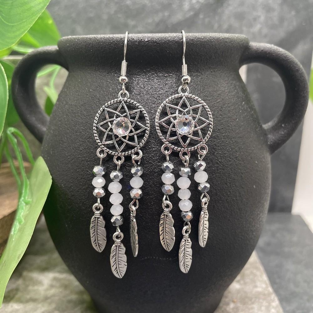 3” Silver-tone Boho Retro Earring Set Drop Dangle New Free Ship B6344