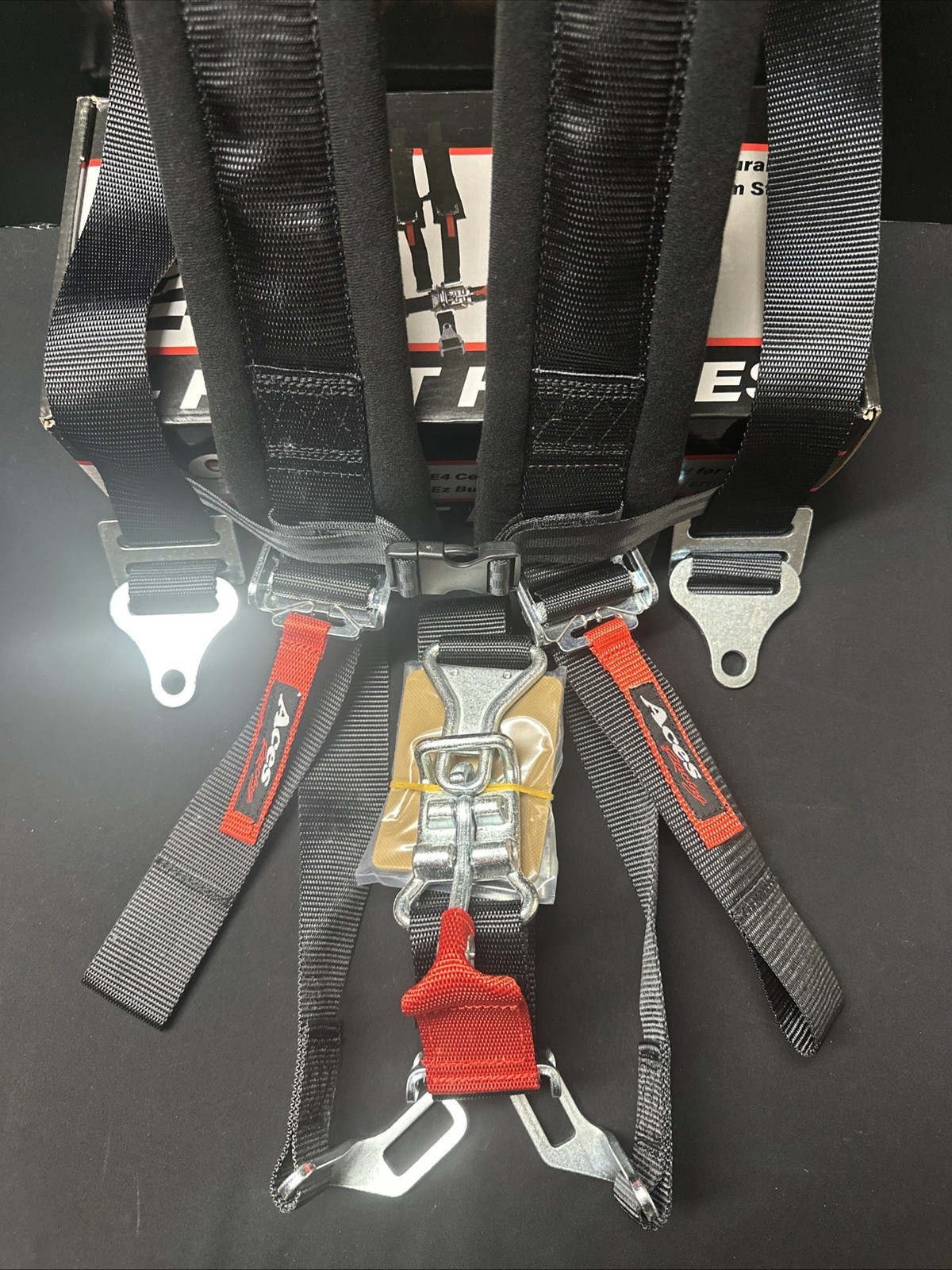 NEW Aces Racing 5 Point Harness With 2 Inch Padding E4 Certified BLACK