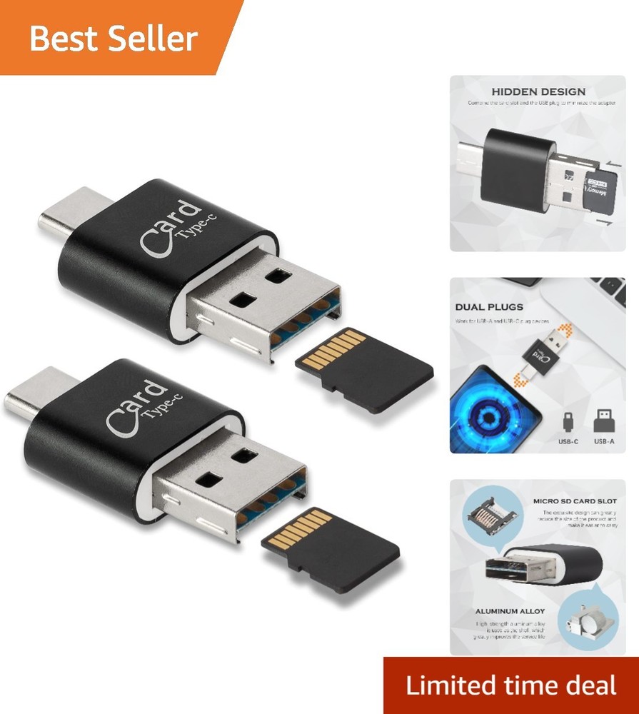 Versatile Micro SD Card Reader 2 Pack - Efficient USB-C and USB-A Connectivity