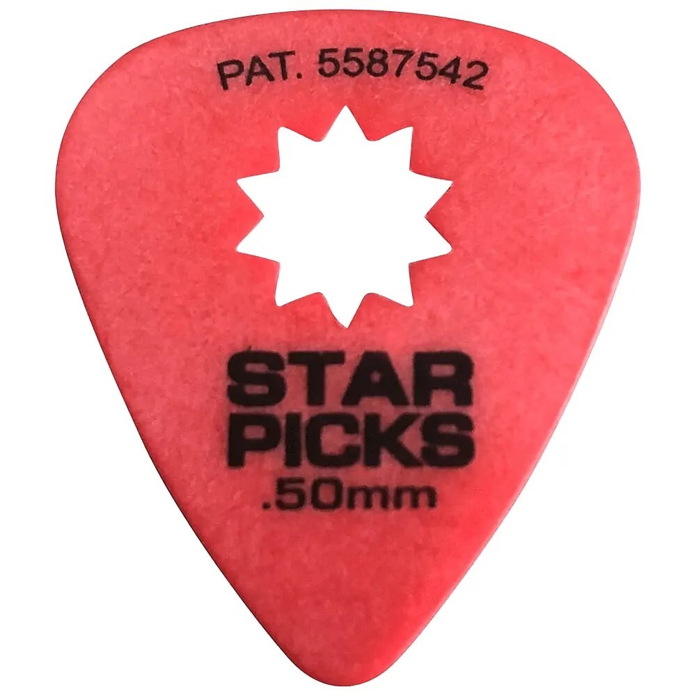 Everly Star Guitar Picks 24 Pack .50mm Super Grip Red